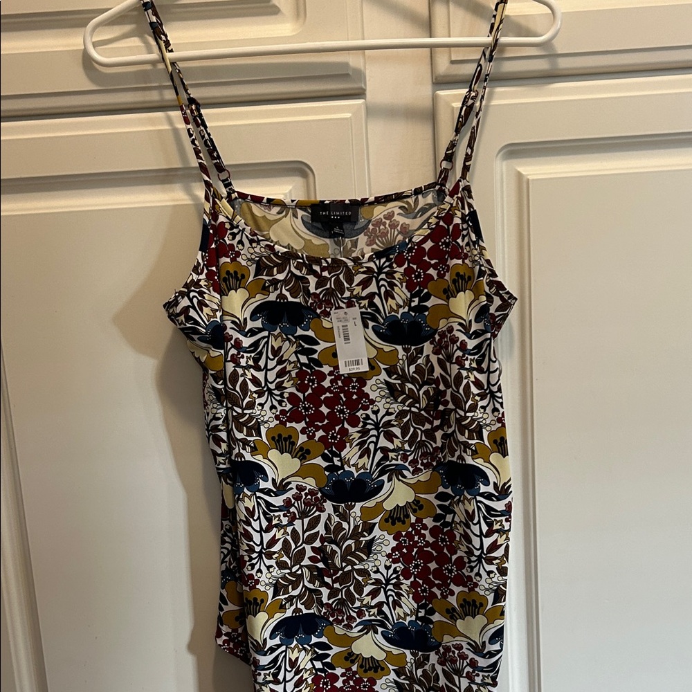 The Limited Floral Print Spaghetti Strap Camisole in White, Navy, Mustard, Brown